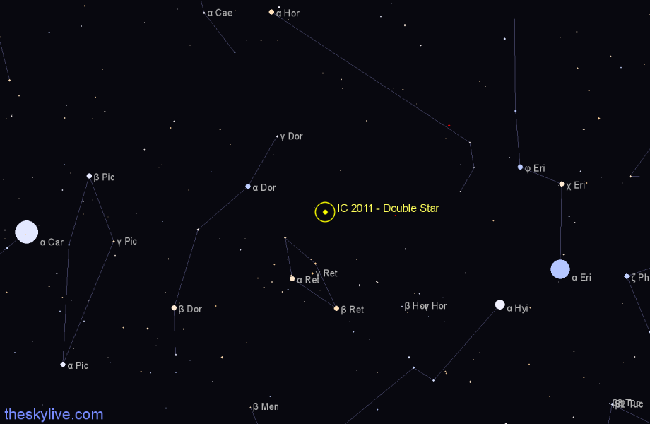 Finder chart IC 2011 - Double Star in Reticulum star