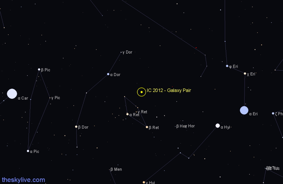 Finder chart IC 2012 - Galaxy Pair in Reticulum star