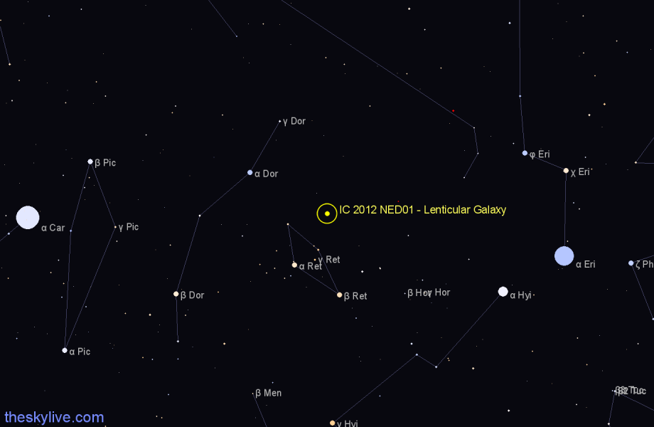 Finder chart IC 2012 NED01 - Lenticular Galaxy in Reticulum star