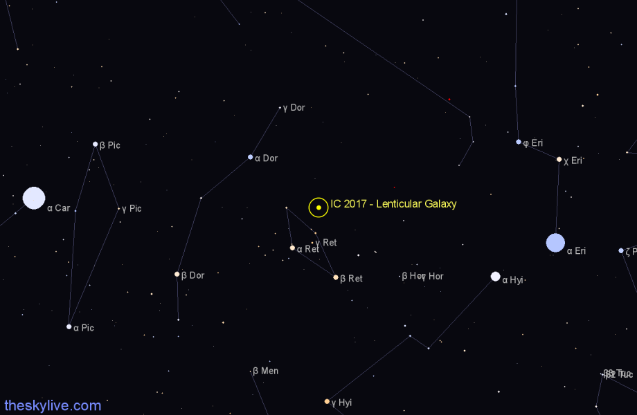 Finder chart IC 2017 - Lenticular Galaxy in Reticulum star