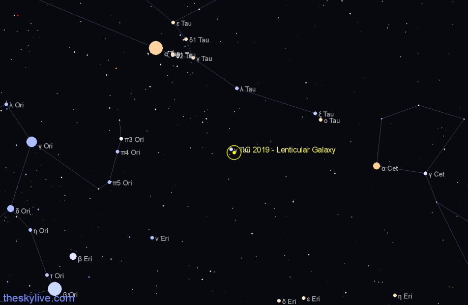 Finder chart IC 2019 - Lenticular Galaxy in Taurus star