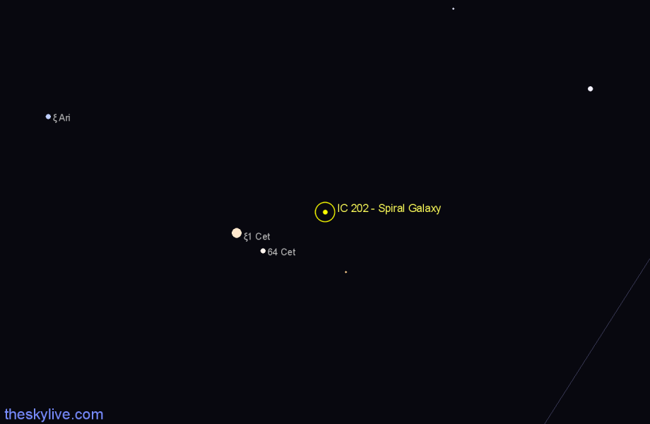 Finder chart IC 202 - Spiral Galaxy in Cetus star