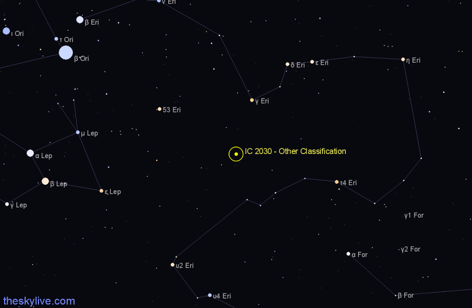 Finder chart IC 2030 - Other Classification in Eridanus star