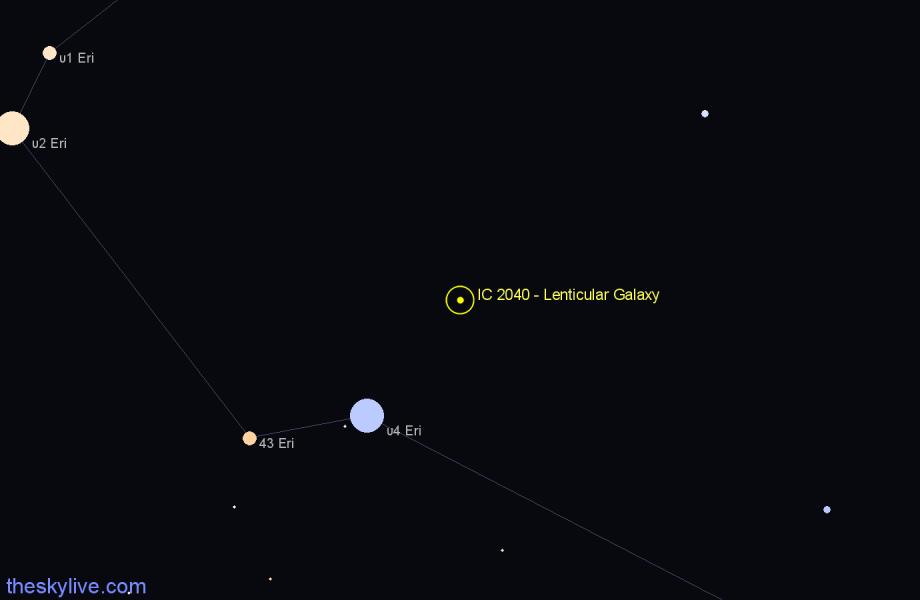 Finder chart IC 2040 - Lenticular Galaxy in Eridanus star