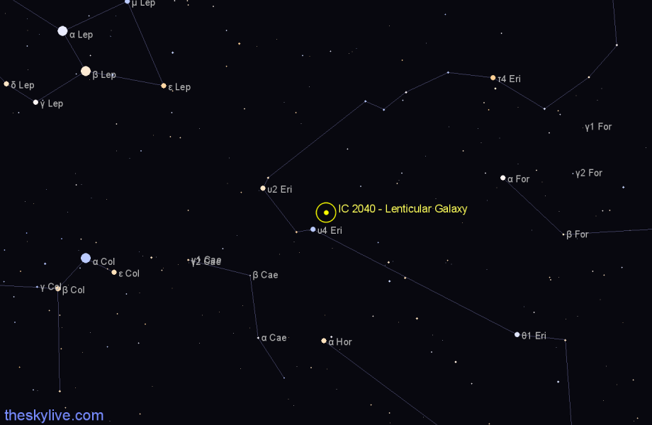 Finder chart IC 2040 - Lenticular Galaxy in Eridanus star