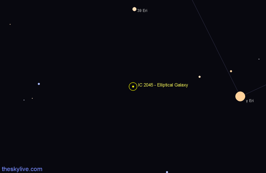 Finder chart IC 2045 - Elliptical Galaxy in Eridanus star