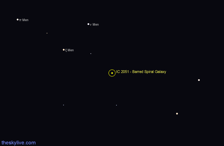 Finder chart IC 2051 - Barred Spiral Galaxy in Mensa star