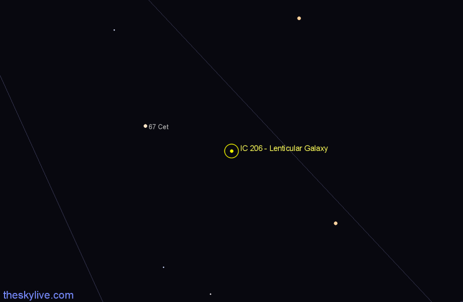 Finder chart IC 206 - Lenticular Galaxy in Cetus star