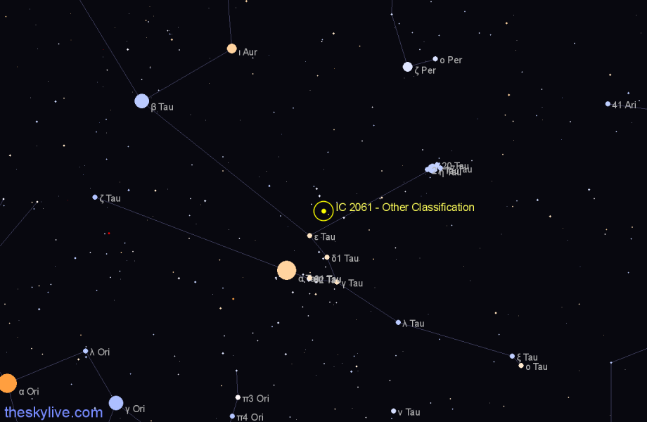 Finder chart IC 2061 - Other Classification in Taurus star