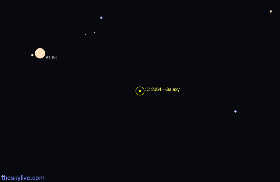 Finder chart IC 2064 - Galaxy in Eridanus star