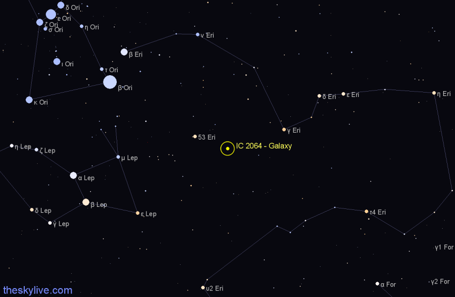 Finder chart IC 2064 - Galaxy in Eridanus star