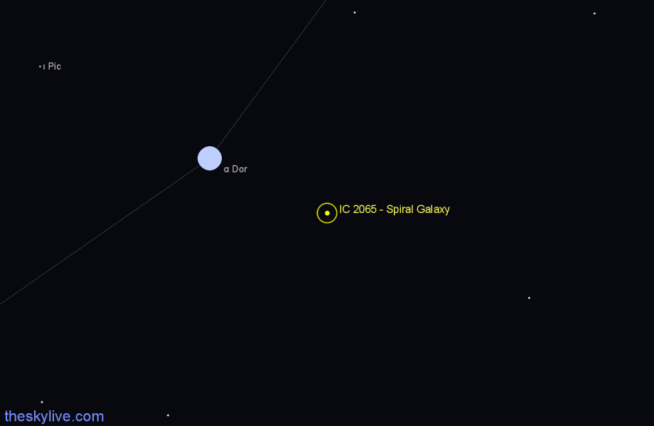 Finder chart IC 2065 - Spiral Galaxy in Dorado star
