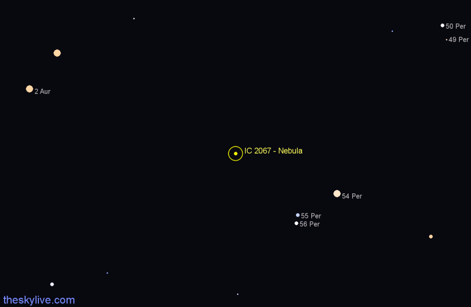 Finder chart IC 2067 - Nebula in Perseus star