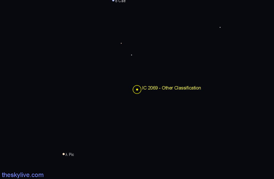 Finder chart IC 2069 - Other Classification in Caelum star