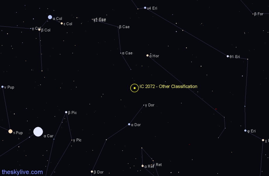 Finder chart IC 2072 - Other Classification in Caelum star