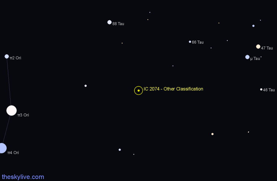 Finder chart IC 2074 - Other Classification in Taurus star