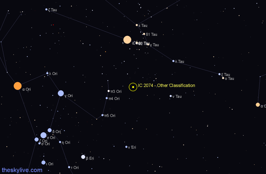 Finder chart IC 2074 - Other Classification in Taurus star