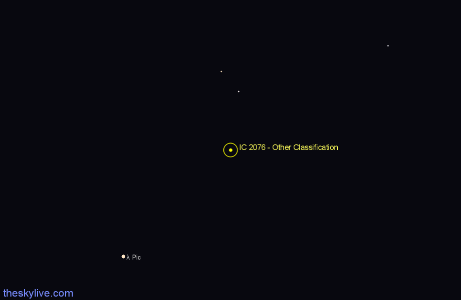 Finder chart IC 2076 - Other Classification in Caelum star