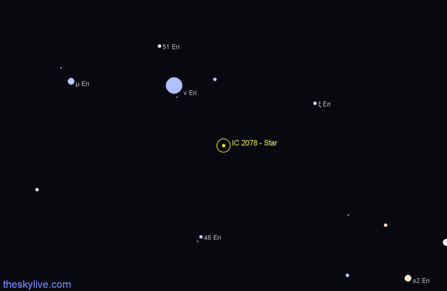 Finder chart IC 2078 - Star in Eridanus star