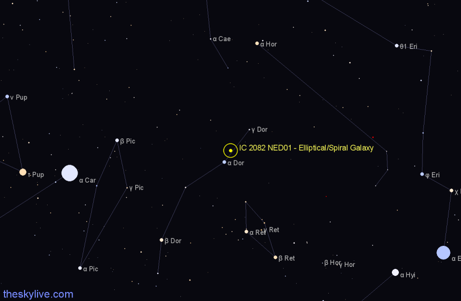 Finder chart IC 2082 NED01 - Elliptical/Spiral Galaxy in Dorado star