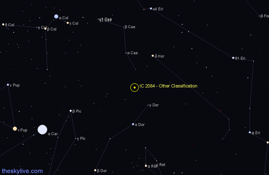 Finder chart IC 2084 - Other Classification in Caelum star