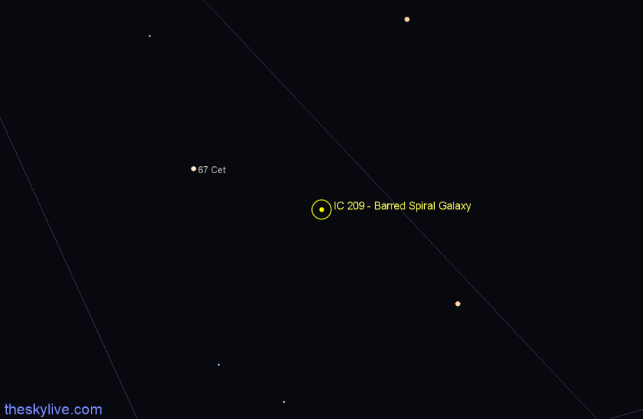 Finder chart IC 209 - Barred Spiral Galaxy in Cetus star
