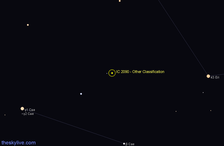 Finder chart IC 2090 - Other Classification in Caelum star