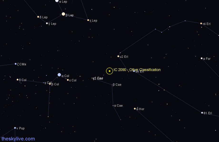 Finder chart IC 2090 - Other Classification in Caelum star