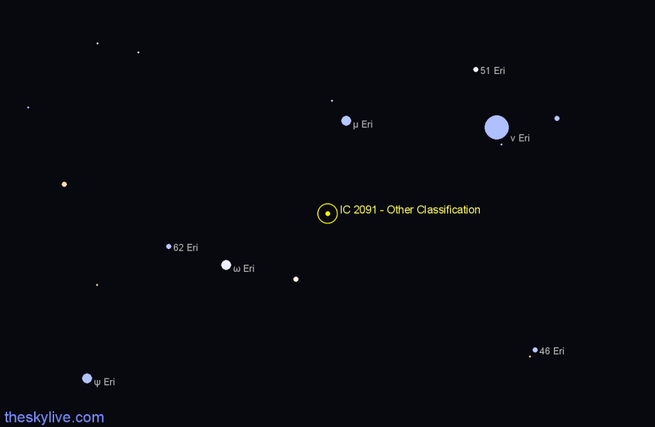 Finder chart IC 2091 - Other Classification in Eridanus star
