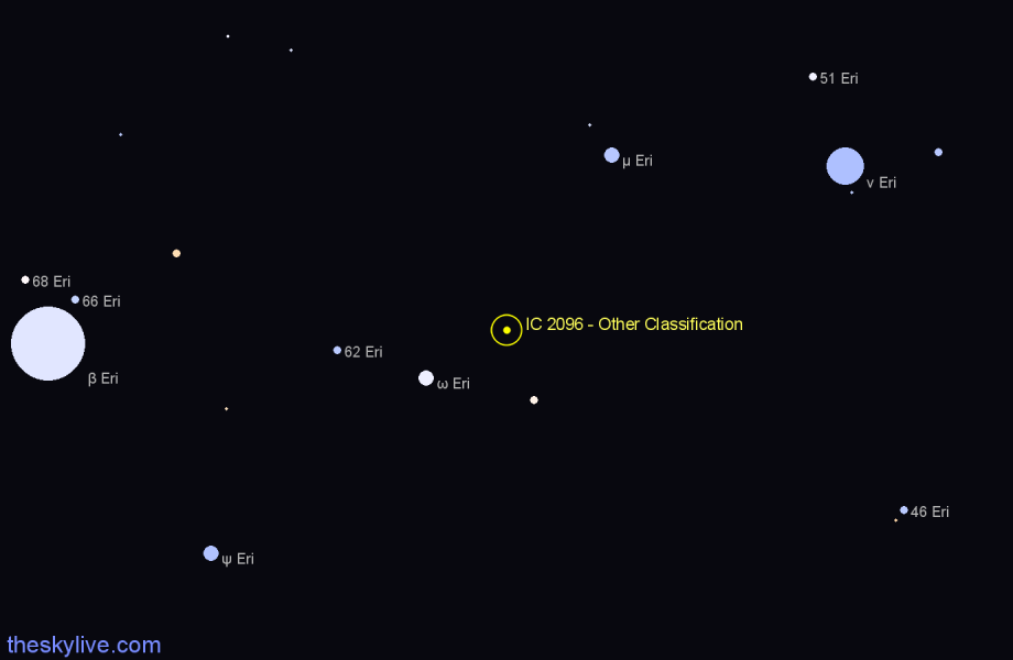 Finder chart IC 2096 - Other Classification in Eridanus star