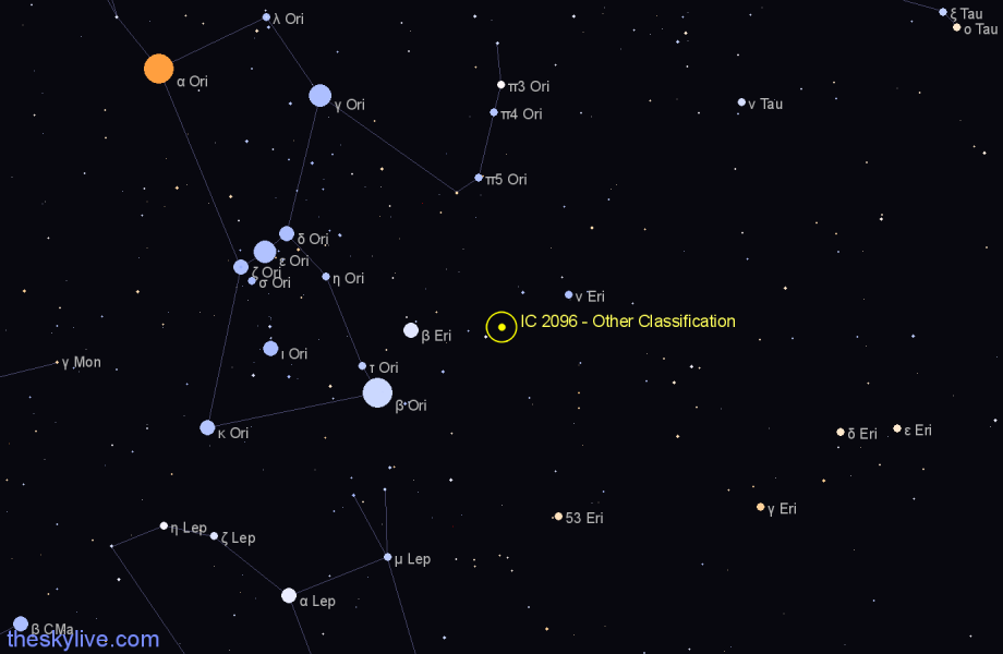 Finder chart IC 2096 - Other Classification in Eridanus star