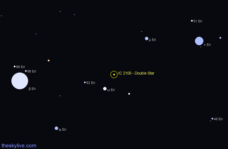 Finder chart IC 2100 - Double Star in Eridanus star