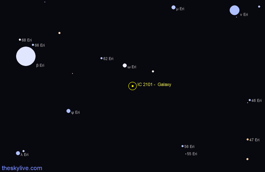 Finder chart IC 2101 - Galaxy in Eridanus star