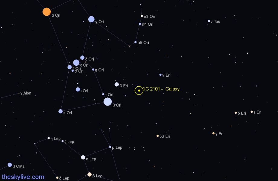 Finder chart IC 2101 -  Galaxy in Eridanus star