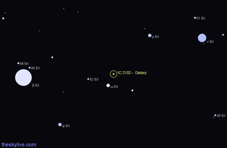 Finder chart IC 2102 - Galaxy in Eridanus star