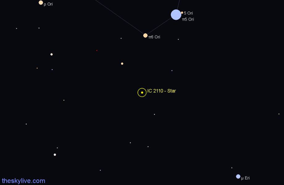 Finder chart IC 2110 - Star in Orion star