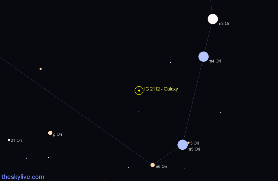 Finder chart IC 2112 - Galaxy in Orion star