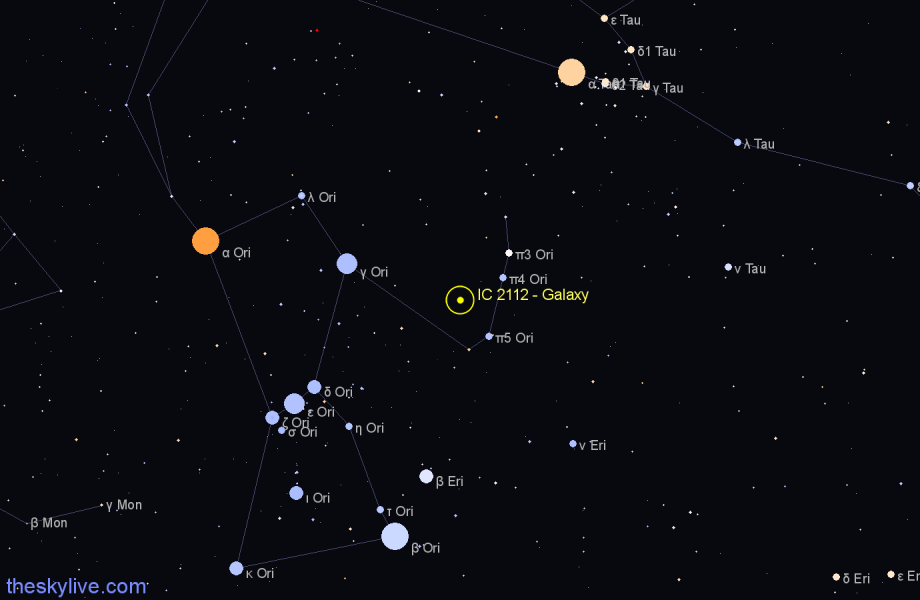 Finder chart IC 2112 - Galaxy in Orion star