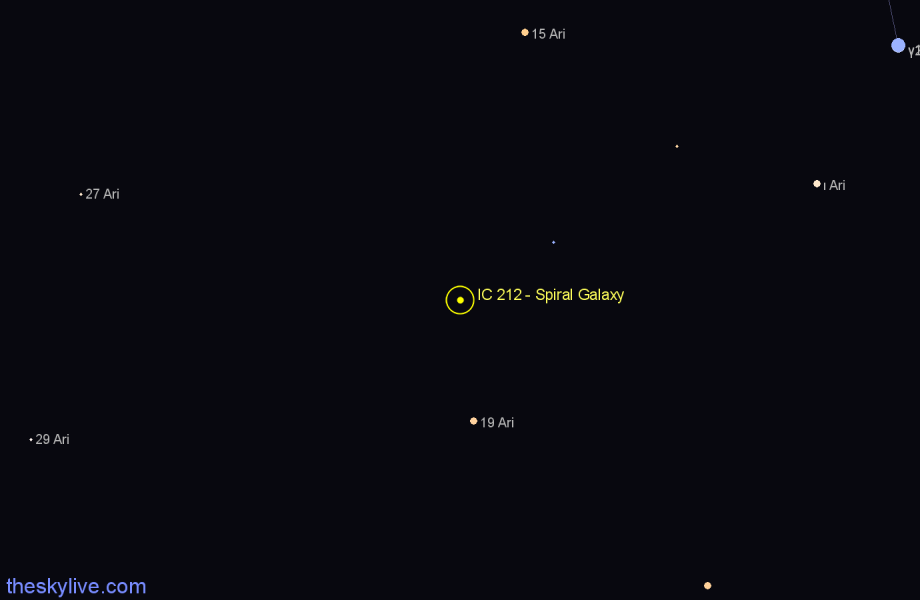 Finder chart IC 212 - Spiral Galaxy in Aries star