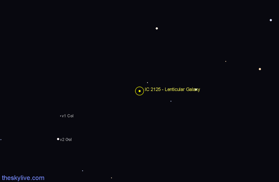 Finder chart IC 2125 - Lenticular Galaxy in Lepus star