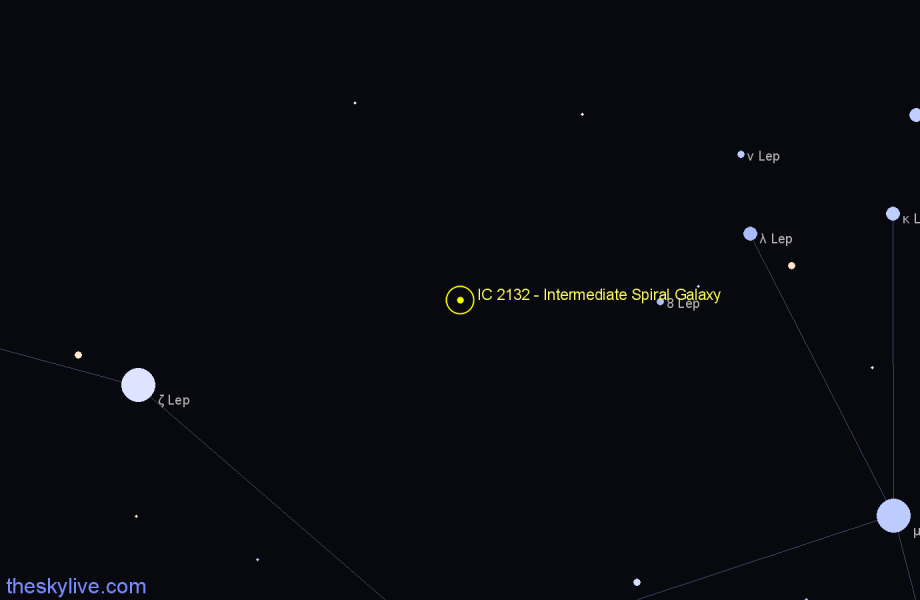 Finder chart IC 2132 - Intermediate Spiral Galaxy in Lepus star