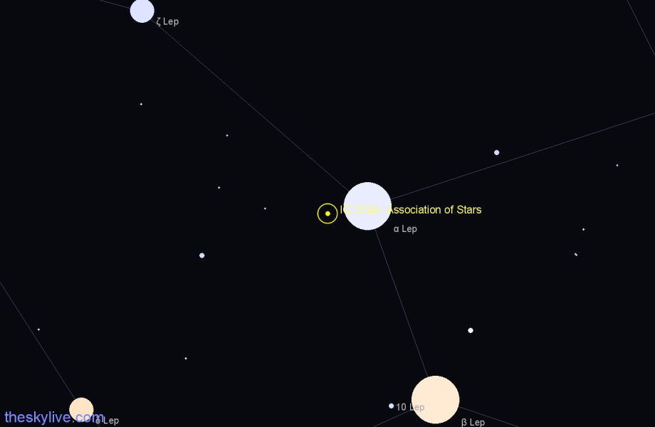 Finder chart IC 2139 - Association of Stars in Lepus star