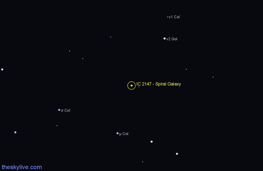 Finder chart IC 2147 - Spiral Galaxy in Columba star