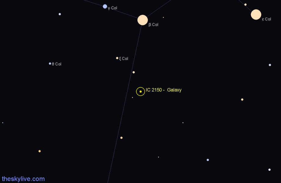 Finder chart IC 2150 - Galaxy in Columba star