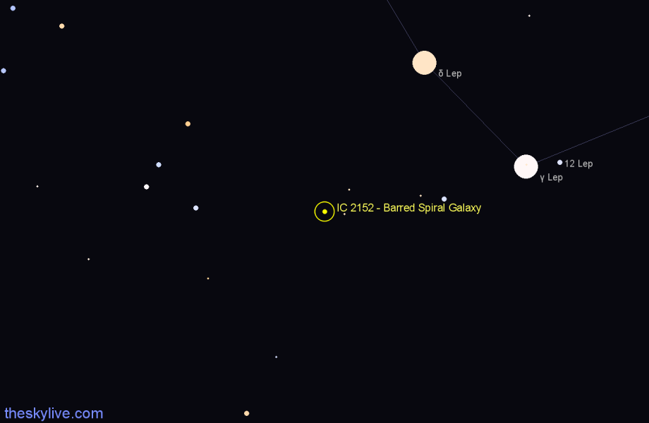 Finder chart IC 2152 - Barred Spiral Galaxy in Lepus star