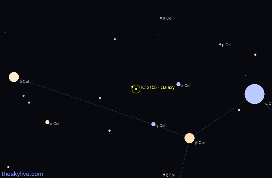 Finder chart IC 2155 - Galaxy in Columba star