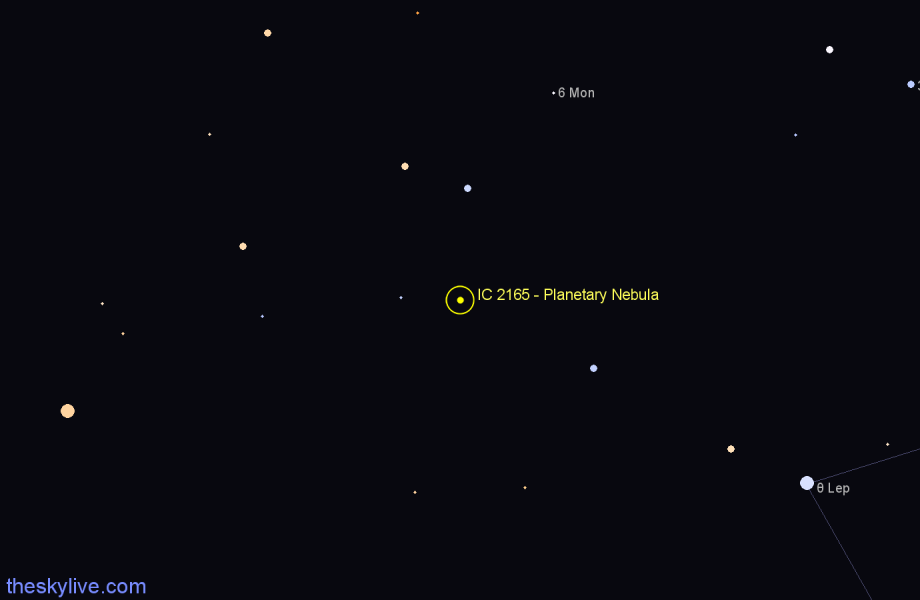 Finder chart IC 2165 - Planetary Nebula in Canis Major star