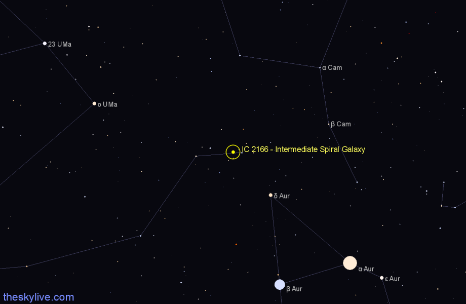 Finder chart IC 2166 - Intermediate Spiral Galaxy in Lynx star