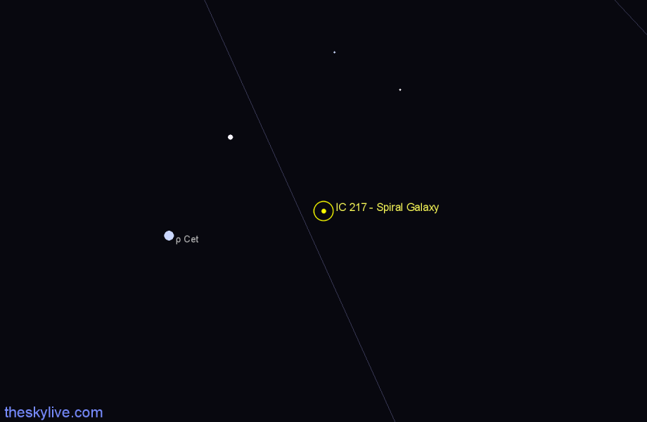 Finder chart IC 217 - Spiral Galaxy in Cetus star