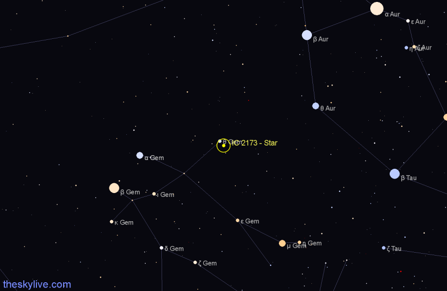 Finder chart IC 2173 - Star in Gemini star